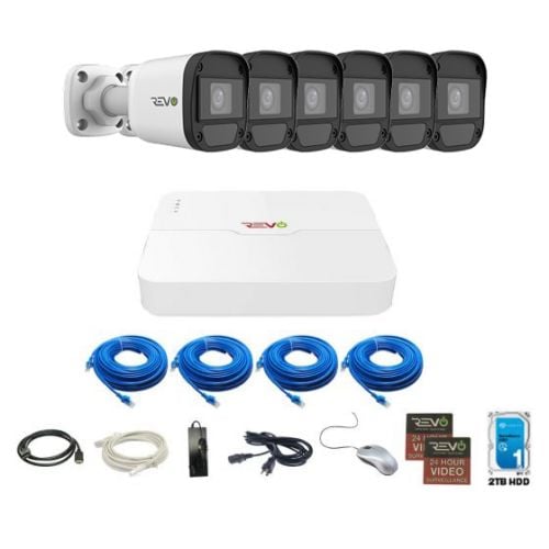 REVO ULTRA Blue Series 8CH IP Video Surveillance System, 8 CH 4K NVR, 2TB HDD, 6x 5 Megapixel Indoor/Outdoor Audio Capable IR Bullet Cameras - Remote Access via Smart Phone, Tablet, PC & MAC