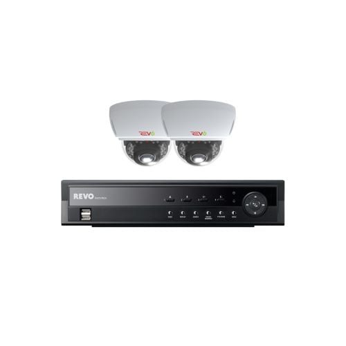 REVO 4 CH 1TB DVR, 1080p Indoor/Outdoor IR 2 Mini Vandal Dome Cameras Security System