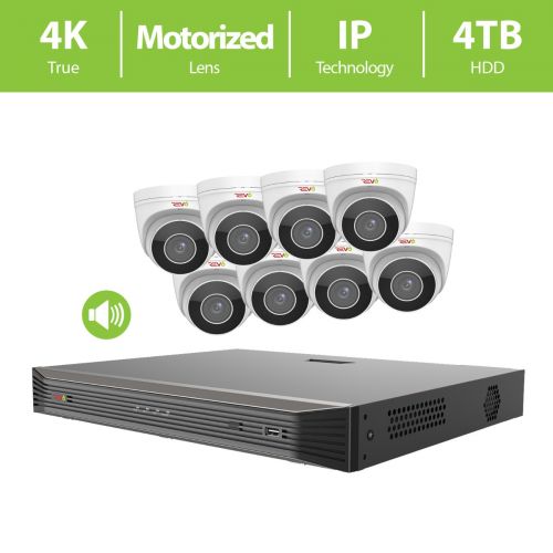 REVO ULTRA 16CH 4K NVR, 4TB, 8x 4K Motorized Lens Audio Capable Cameras
