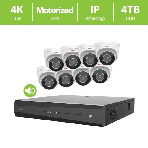 REVO ULTRA PLUS 16CH 4K NVR, 4TB, 8x 4K Motorized Lens Audio Capable Cameras